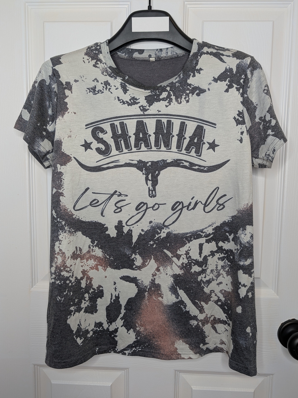 Shania Twain "Let's Go Girls" Graphic Tee Black White Size S Country Print